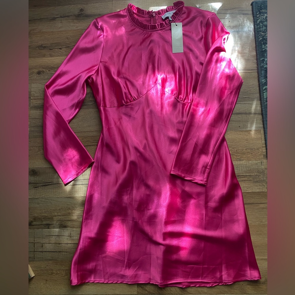 Never Fully Dressed Satin Hot Pink Mini Dress